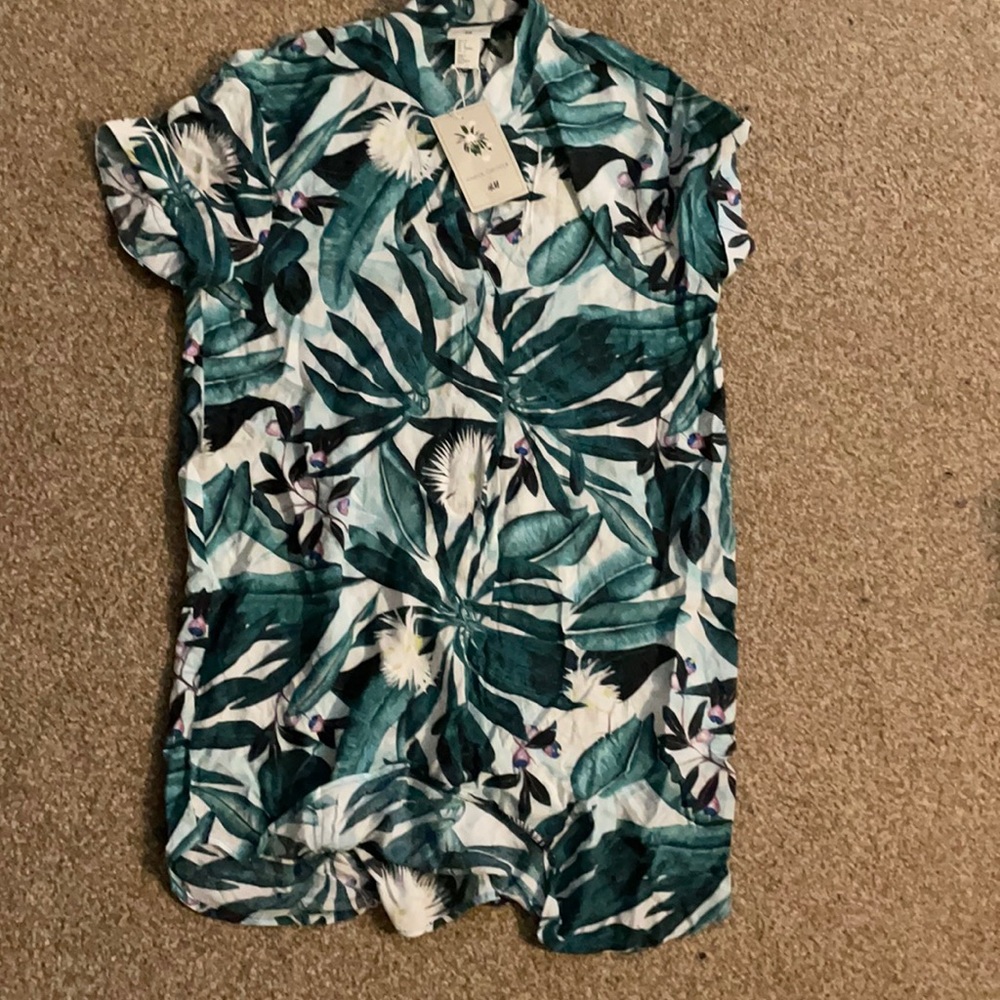 H&M Green and White Floral Dress